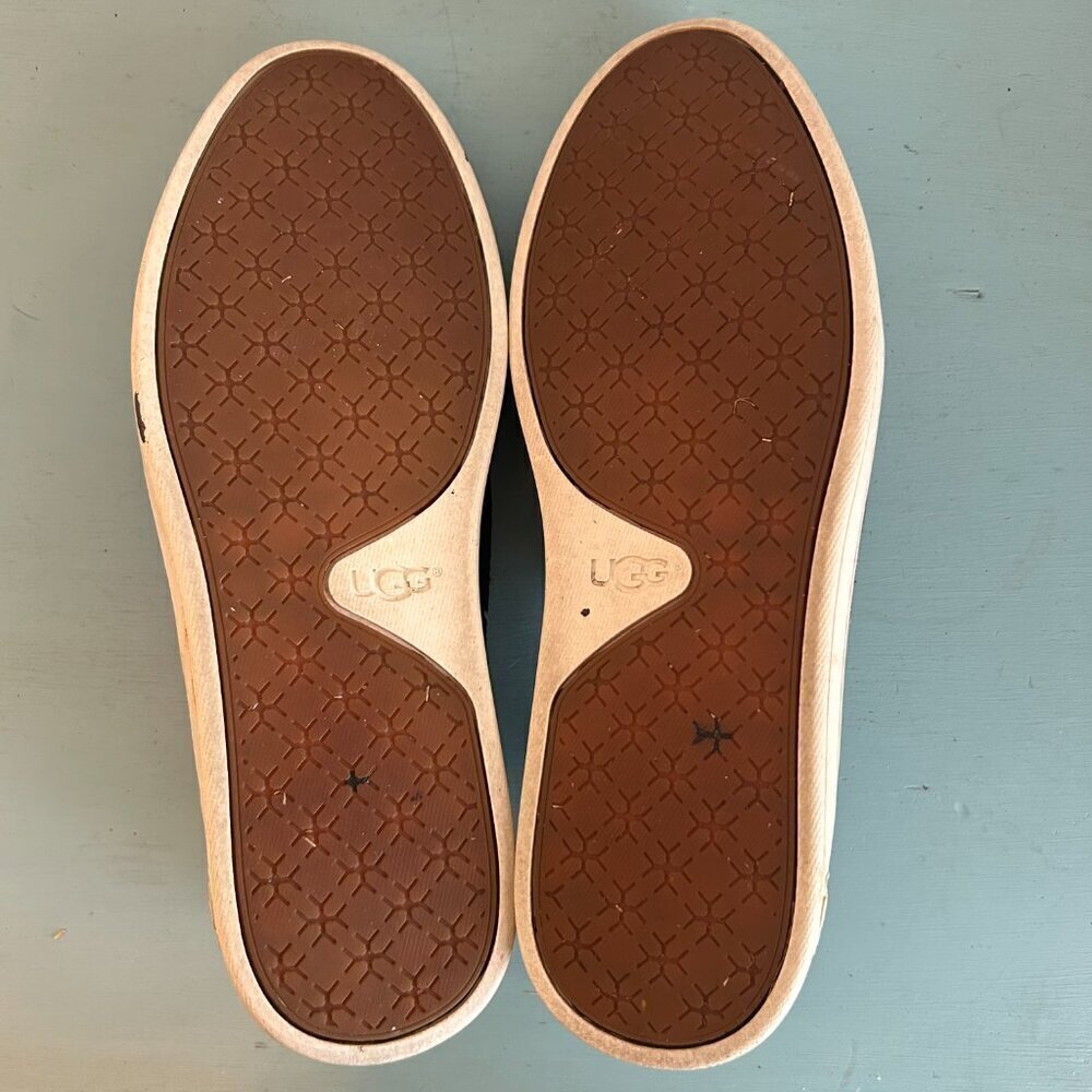 Ugg Women's Adley Perforated Slip-On Sneaker Size 8 Suede Black and Tan Preppy - Picture 8 of 11